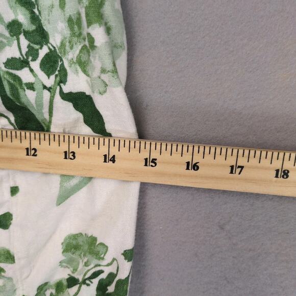 Abercrombie & Fitch Green Floral Sheath Dress Sz M Smocked Back Linen Cotton - Picture 6 of 10